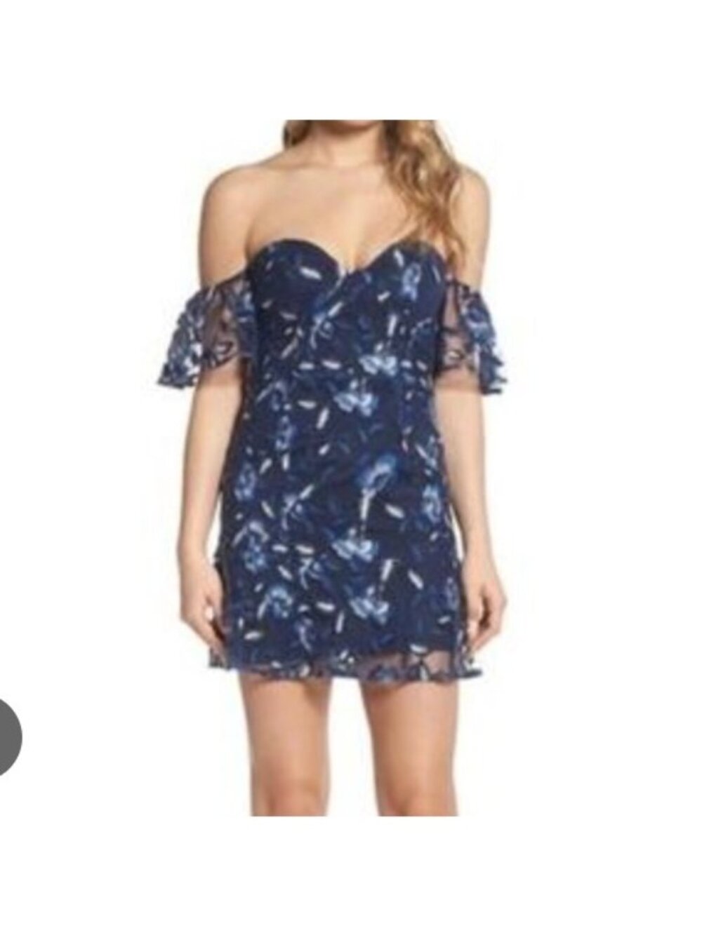 Bardot Sapphire Lace Off-the-Shoulder Dress size US 8 UK 12 blue color